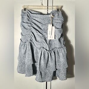 NWT! Glam Women’s Sz L Blue & White Dotted Ruffle Tiered Skirt